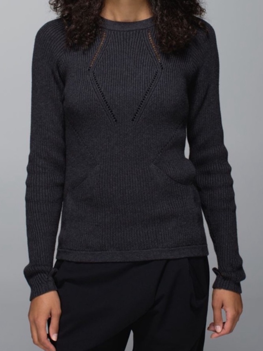 lululemon athletica Charcoal Ribbed Crew Sweater